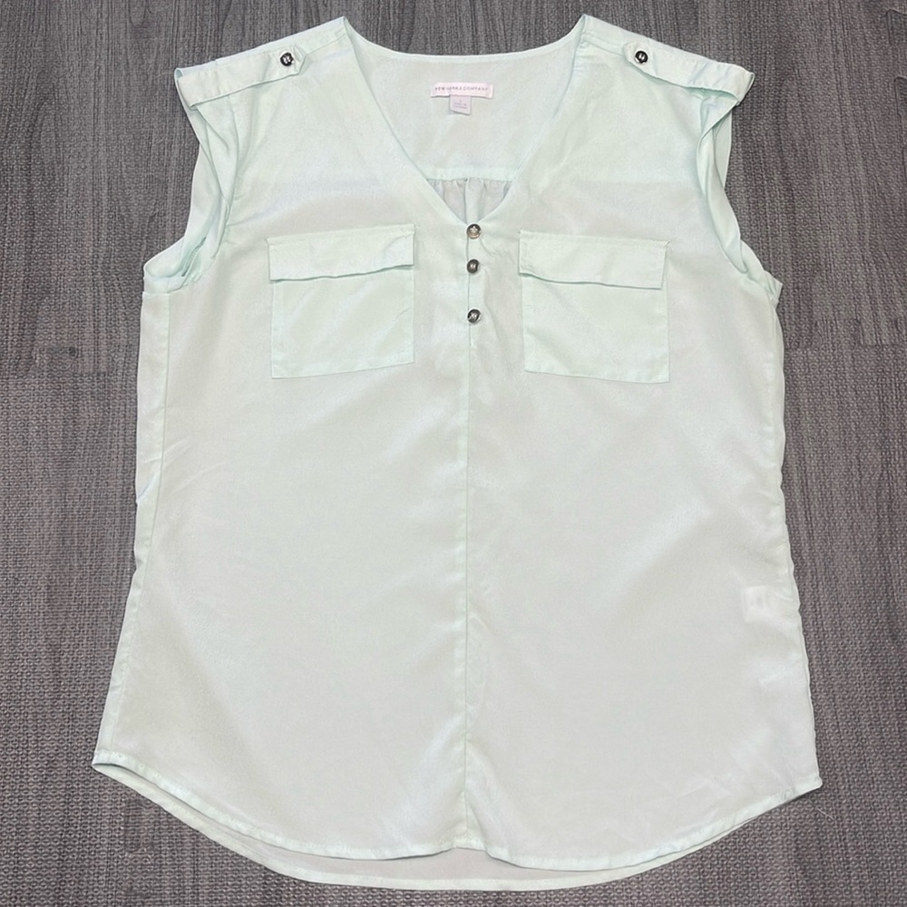 New York & Company Turquoise Cap Sleeve Blouse - Women’s Size S